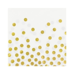 Serwetki papierowe Białe w złote kropki 33x33 cm 12 szt.